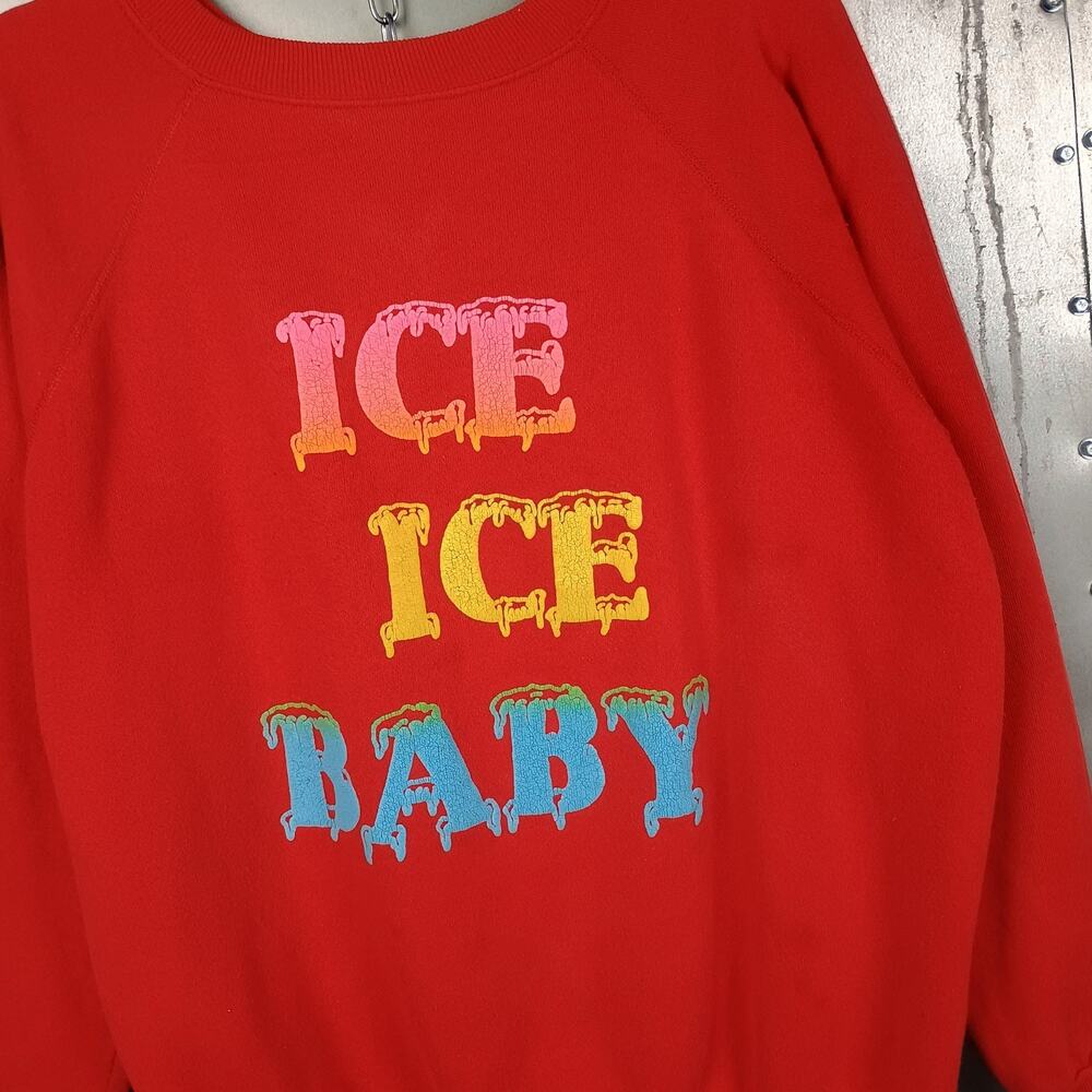 Vanilla Ice Ice Baby Vintage 80s Crewneck Sweatshirt Large Hip Hop Rap MTV 90s